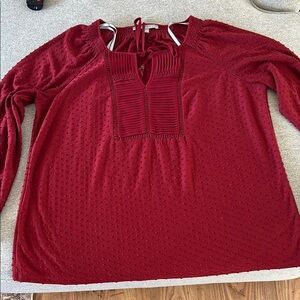 Daniel Rainn Red Relaxed Blouse with Tie Front